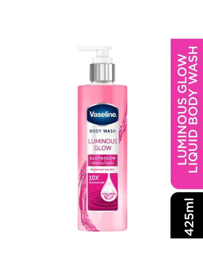 Vaseline Body Wash Luminous Glow Glutaglow Technology 10X Niacinamide Hyaluronic Acid Radiant Skin Fruity Fragrance 425 ML - Image 2