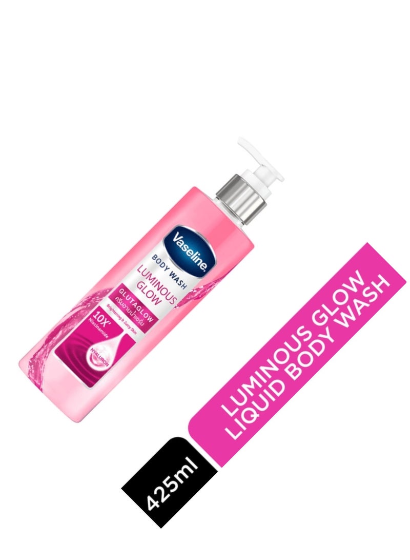 Vaseline Body Wash Luminous Glow Glutaglow Technology 10X Niacinamide Hyaluronic Acid Radiant Skin Fruity Fragrance 425 ML - Image 3