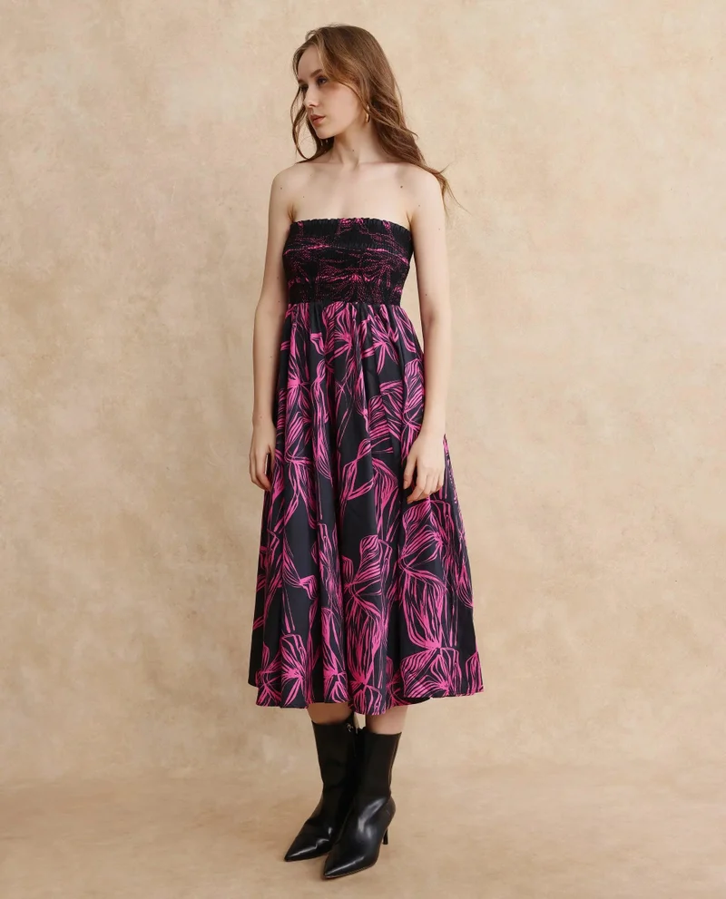 Rareism Women's Abstract Print Midi Dress