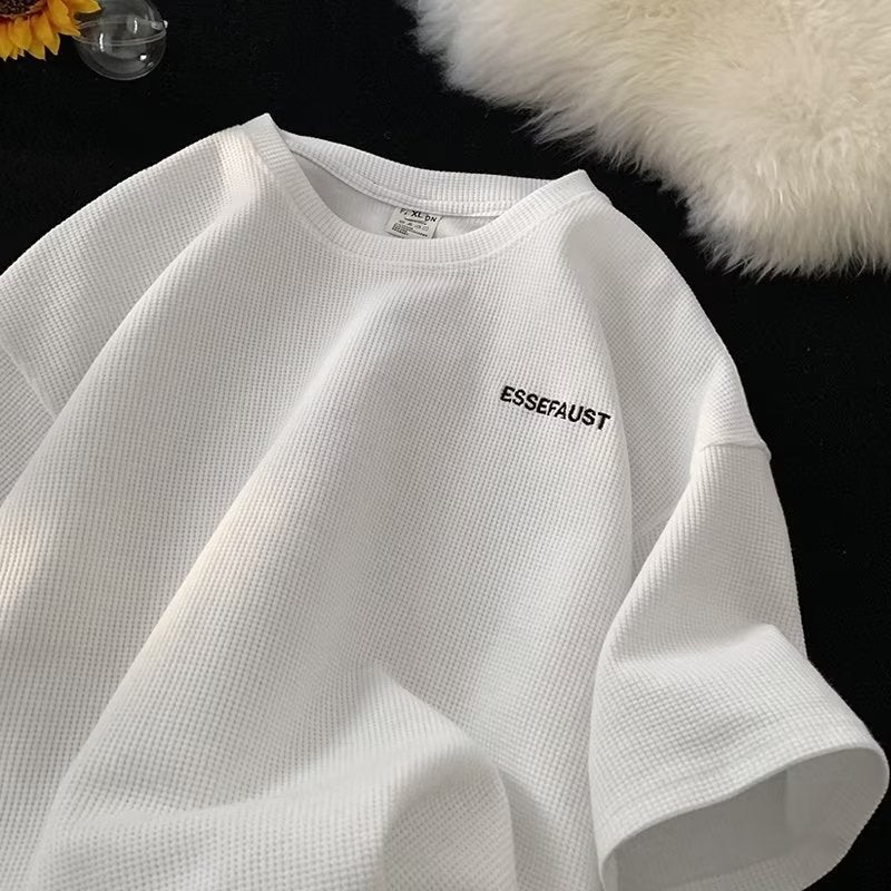 Waffe Short-sleeved T-shirt Men's Summer 2023 New Fashion Brand Half-sleeved Top Loose Casual Half-sleeved T-shirt - Image 1