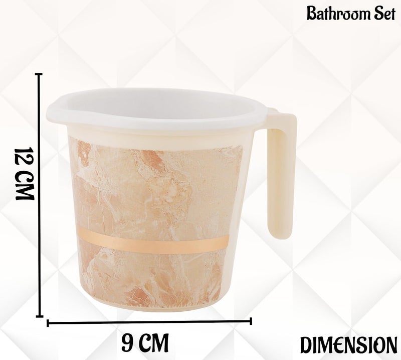 TeDeMel Tedemel Bathroom Set of 11 Products 20 LTR Bucket 1Ltr Mug 18 LTR Tub Dustbin Dustpan and Many More Made Plastic BeigeWhite  - Image 4