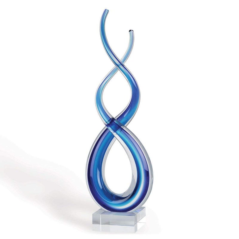 Badash  Touch of The Blues Murano Style Art Glass Centerpiece on Crystal Base H14
