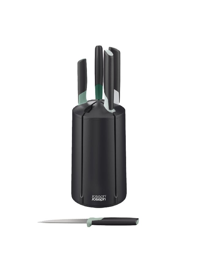 Joseph Joseph 5-Piece Modern Design Elevate Carousel Knives Set Black and Green 35 x 13.3 x 13.3 cm 10541  - Image 2