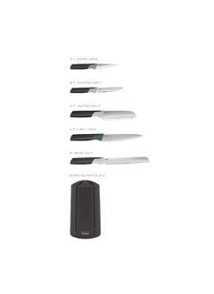 Joseph Joseph 5-Piece Modern Design Elevate Carousel Knives Set Black and Green 35 x 13.3 x 13.3 cm 10541  - Image 1