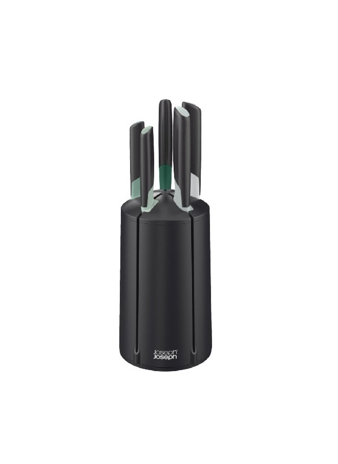 Joseph Joseph 5-Piece Modern Design Elevate Carousel Knives Set Black and Green 35 x 13.3 x 13.3 cm 10541  - Image 4