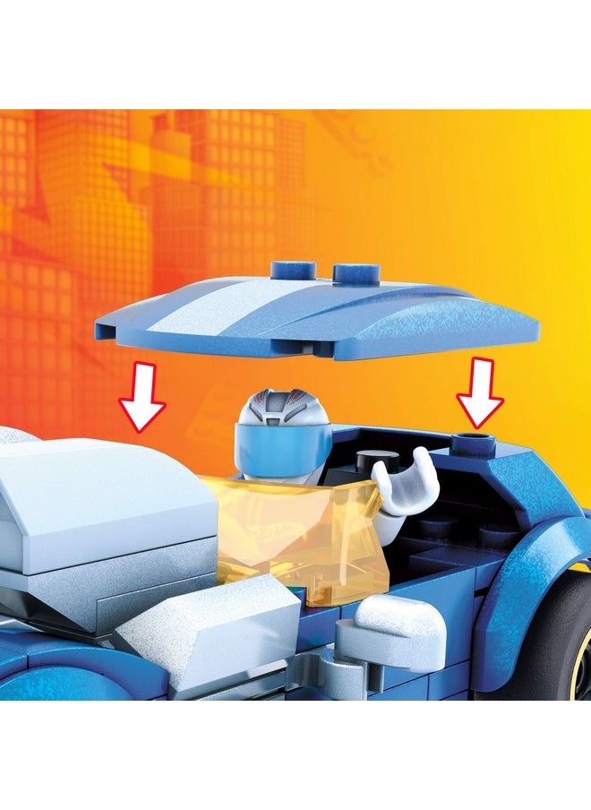 Mega Brands MEGA Construx Hot Wheels Race Car Building Toys Set, Twin Mill with 111 Pieces, 1 Micro Action Figure Driver, Blue, Kids Ages 5+ Years  - Image 4