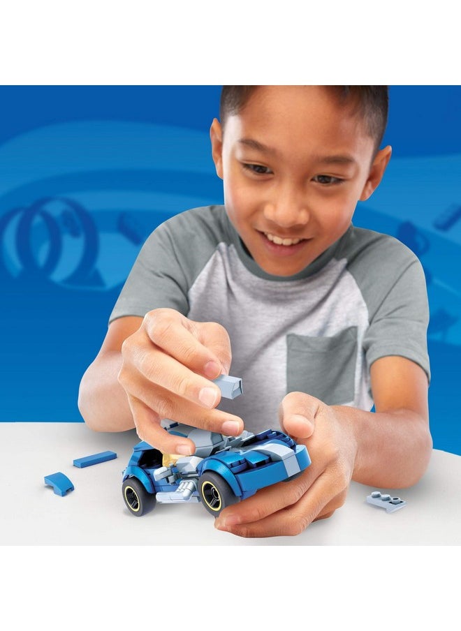 Mega Brands MEGA Construx Hot Wheels Race Car Building Toys Set, Twin Mill with 111 Pieces, 1 Micro Action Figure Driver, Blue, Kids Ages 5+ Years  - Image 2