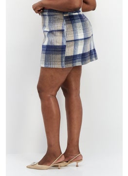 In the style Women Regular Fit Plaid Mini Skirt, Blue Combo  - Image 3