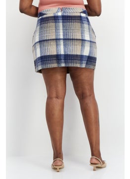 In the style Women Regular Fit Plaid Mini Skirt, Blue Combo  - Image 2