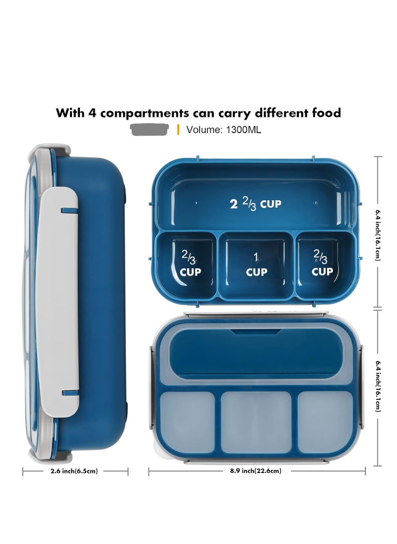 Generic 1300ml Bento Box Adult Lunch Box Lunch Containers for Kids Girls Boys with 4 Compartments  - Image 2