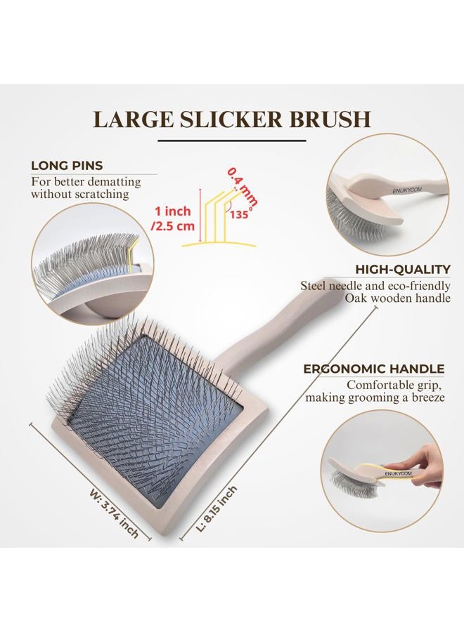 ENUKYCOM Grooming Brush for Dogs and Cats, 2-in-1 Slicker and Pin Brush, Purple - Image 3