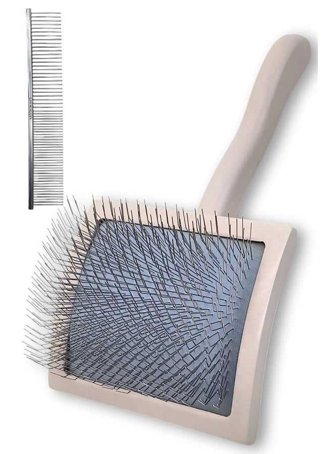 ENUKYCOM Grooming Brush for Dogs and Cats, 2-in-1 Slicker and Pin Brush, Purple - Image 1