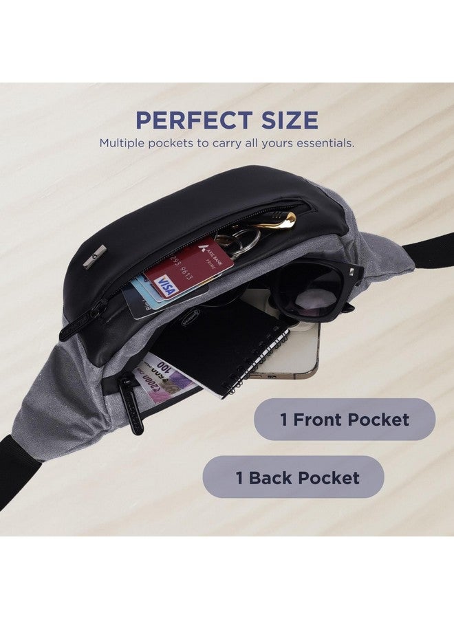 WILDHORN 2.4L Waist Bag for Men Women I Ultra Strong Stitching, Sturdy Zippers, Waterproof, Fanny Pack for Hiking Travel Camping Running Sports with Adjustable Strap (Grey) - Image 5