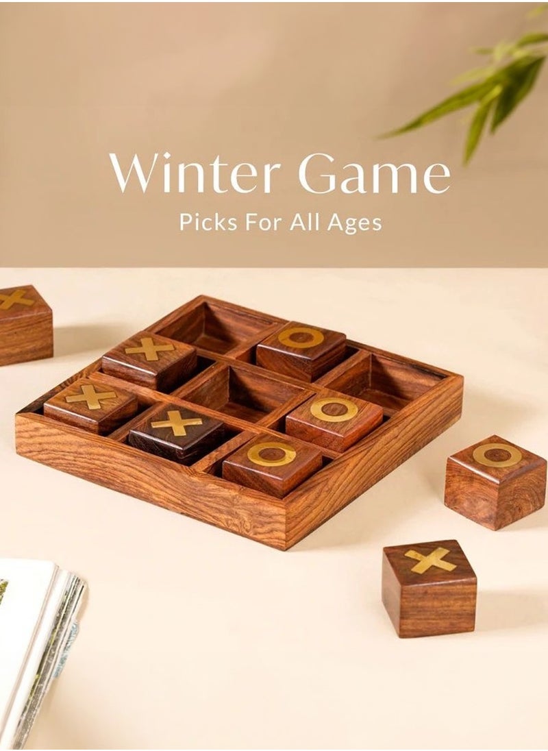 Roman Gifts - XO Board Game Premium handmade made of wood divided into squares with the symbols X and O drawn on them and characterized by its wooden base which makes it rest on the table or on the floor a table decor - Image 1