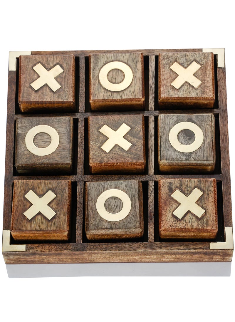 Roman Gifts - XO Board Game Premium handmade made of wood divided into squares with the symbols X and O drawn on them and characterized by its wooden base which makes it rest on the table or on the floor a table decor - Image 1