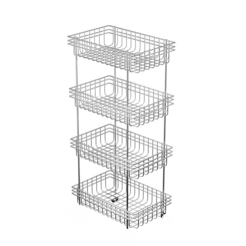 GOLDEX TURNOMATICS WITH LOGO GOLDEX TURNOMATICS WITH LOGO Wire 4Layer Multipurpose Fruits Vegetable StandKitchen Trolley SpaceSaving Onion Potato Rack for Kitchen Storage Vegetable Rack Silver  - Image 3