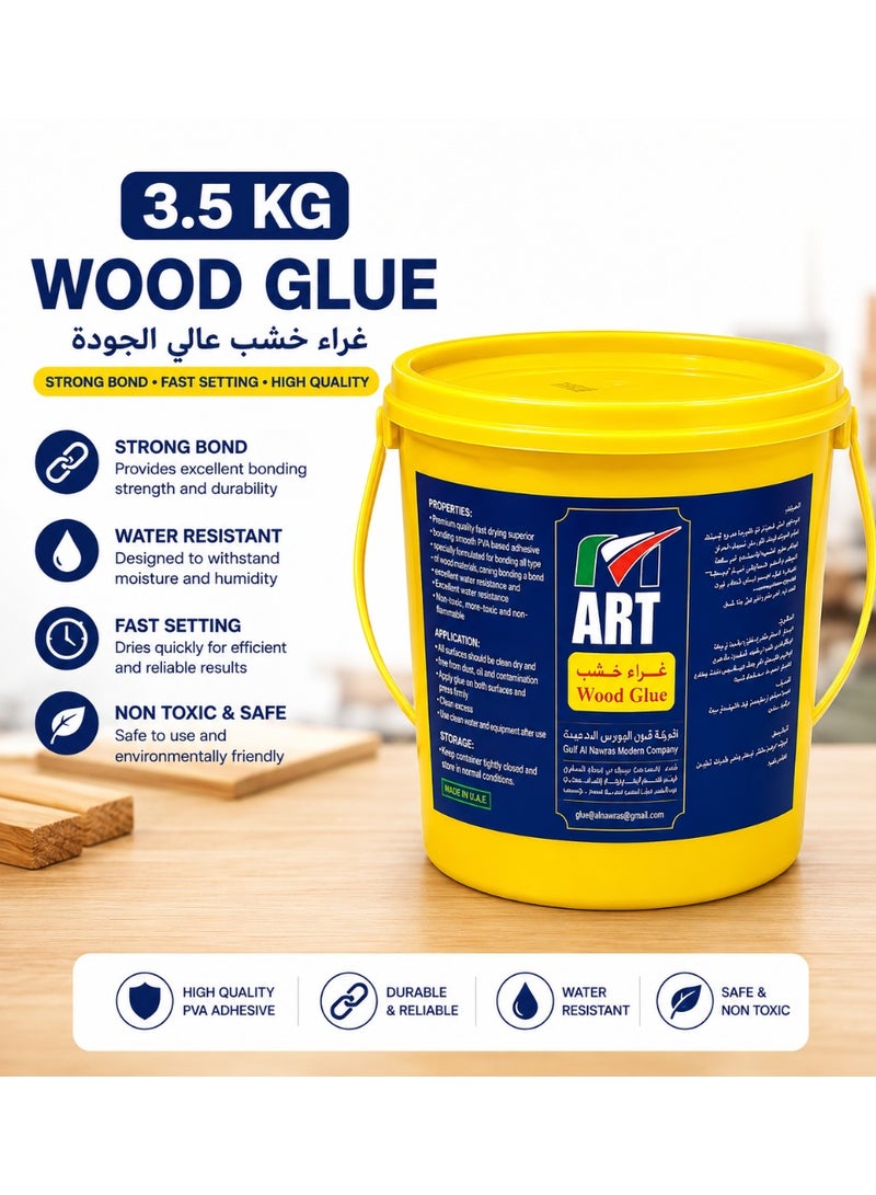 3.5 KG High Quality PVA Wood Glue – Strong Bond, Fast Setting & Water Resistant Adhesive for Furniture, Plywood & Carpentry