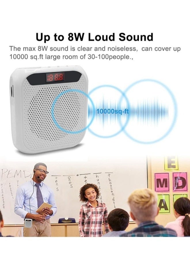 M MIAOYAN Portable Bluetooth loudspeaker teacher coach tour guide teaching waist hanging lecture small speaker player with headset lanyard white  - Image 1