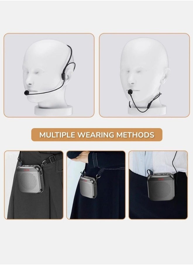 M MIAOYAN Portable Bluetooth loudspeaker teacher coach tour guide teaching waist hanging lecture small speaker player with headset lanyard white  - Image 5