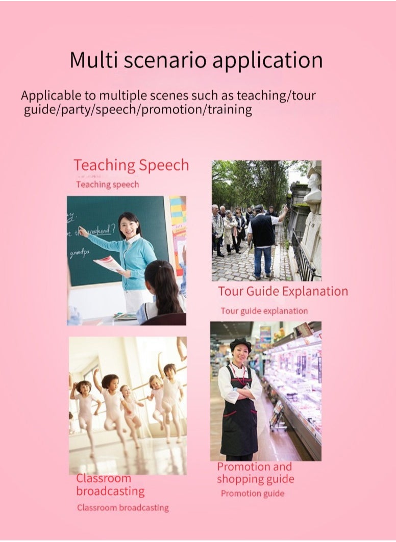 M MIAOYAN Portable Bluetooth loudspeaker teacher coach tour guide teaching waist hanging lecture small speaker player with headset lanyard white  - Image 3