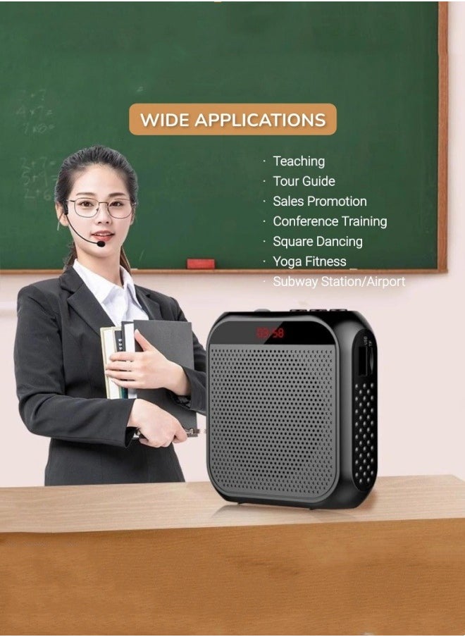M MIAOYAN Portable Bluetooth loudspeaker teacher coach tour guide teaching waist hanging lecture small speaker player with headset lanyard white  - Image 2