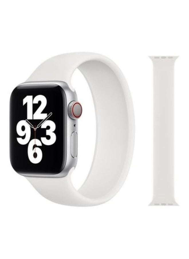 Generic - 2-Pack Solo Loop Band Silicone Elastic Strap and Case for Apple Watch Series 7 45mm Medium Size White - Image 1