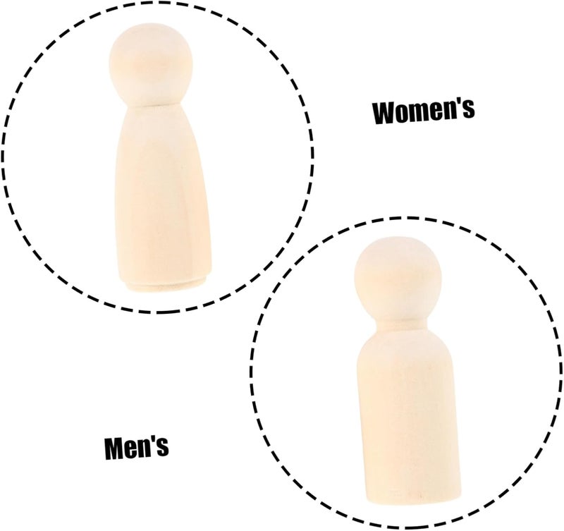 DOITOOL 20pcs Unfinished Wooden Peg Dolls for Crafts Paintable Male and Female Figures Natural Wood Blank Dolls for Wedding and Party Decorations - Image 3