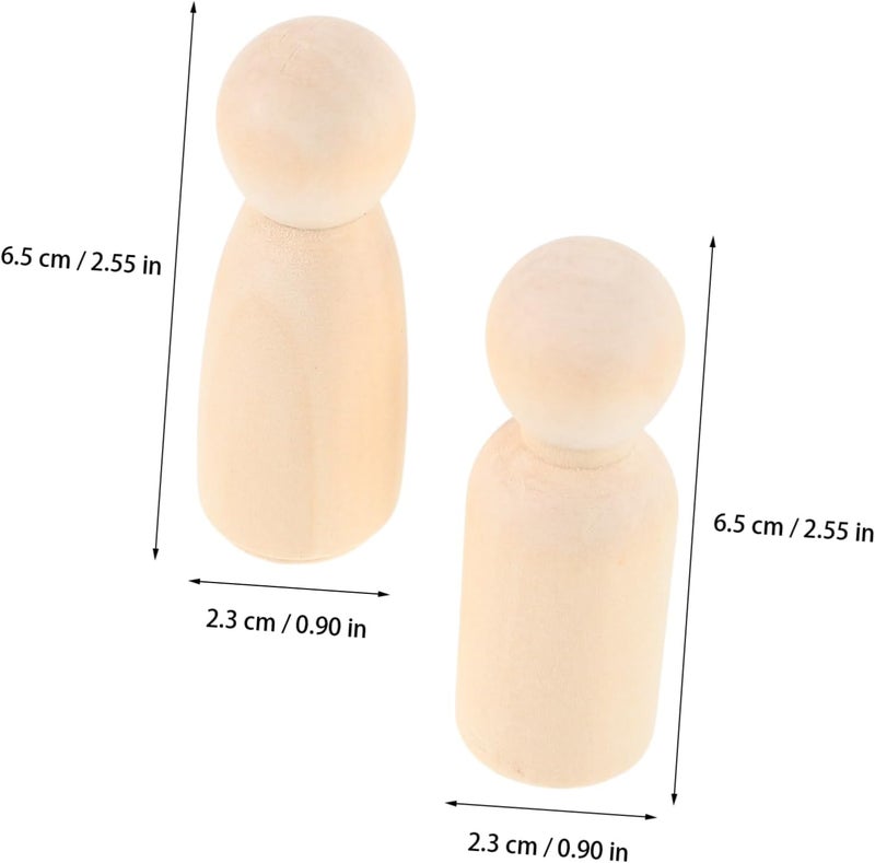 DOITOOL 20pcs Unfinished Wooden Peg Dolls for Crafts Paintable Male and Female Figures Natural Wood Blank Dolls for Wedding and Party Decorations - Image 2