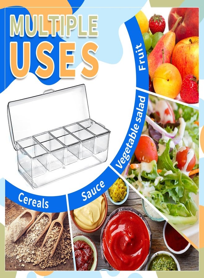 PADELE Large Ice Chilled Condiment Basket, Refrigerated Containers with Lids for 5 Removable Compartments (2.5 Cups), Serving Trays, Fruit Tray and Side Dish for - Image 4