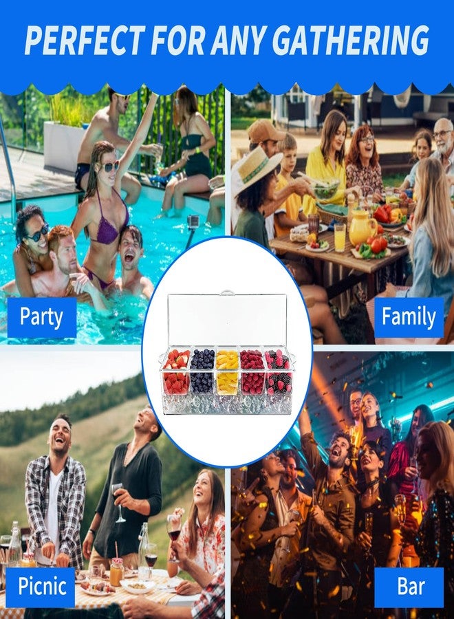 PADELE Large Ice Chilled Condiment Basket, Refrigerated Containers with Lids for 5 Removable Compartments (2.5 Cups), Serving Trays, Fruit Tray and Side Dish for - Image 5