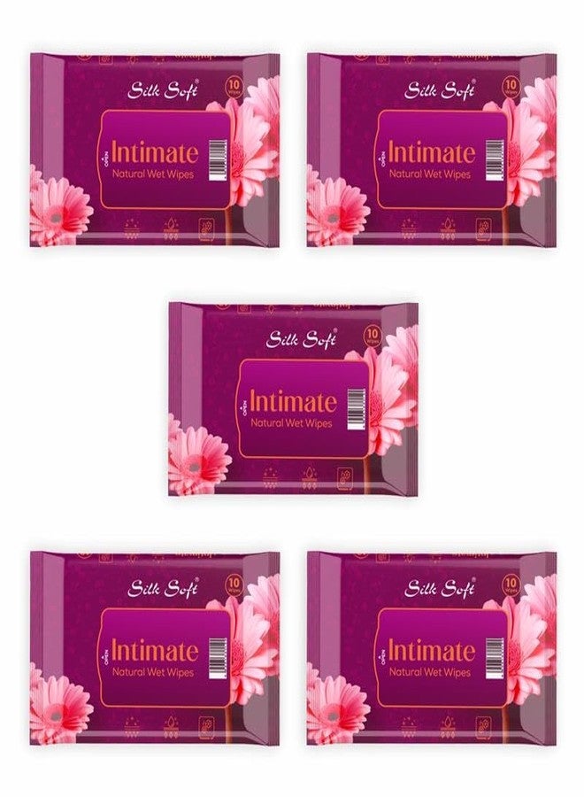 Silk Soft Intimate Wipes Women – 50 Wipes (Pack of 5 x 10) | Menthol & Fragrance Extract | pH Balanced, Alcohol & Paraben Free | Skin-Friendly Daily Hygiene - Image 1