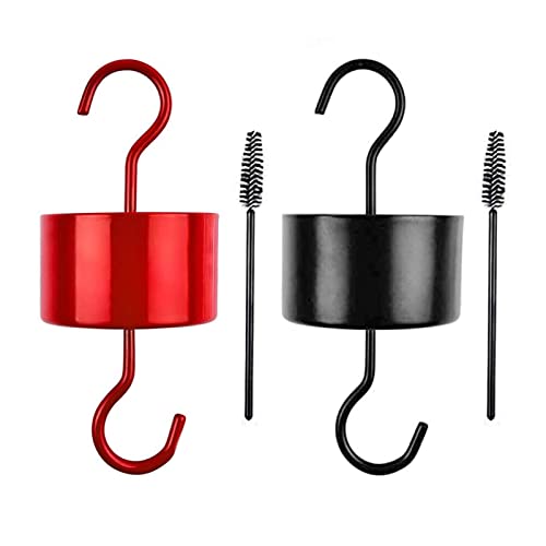 MR.FOAM Large an.t Moat for Hummingbird Feeders, 2 Pack Black Hummingbird Feeders Parts for Outdoors with 2 Clean Brushes (Black+red) - Image 1