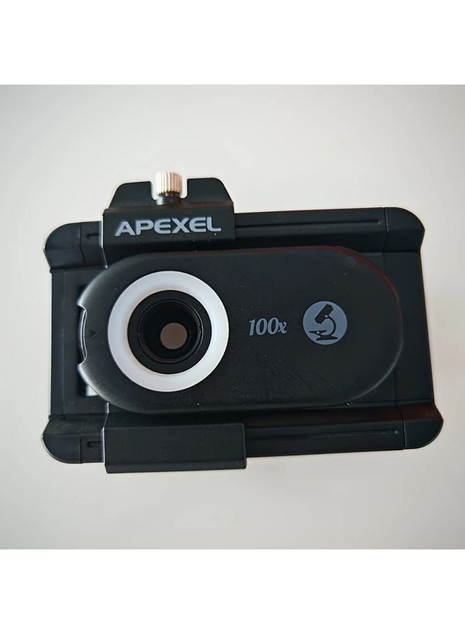 Apexel 100X Universal Smartphone Microscope Clip With CPL Lens LED UV Light Black - Image 1