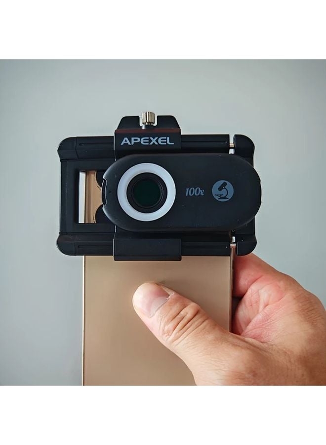 Apexel 100X Universal Smartphone Microscope Clip With CPL Lens LED UV Light Black - Image 5