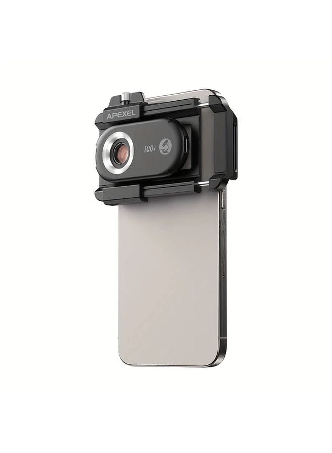 Apexel 100X Universal Smartphone Microscope Clip With CPL Lens LED UV Light Black - Image 3