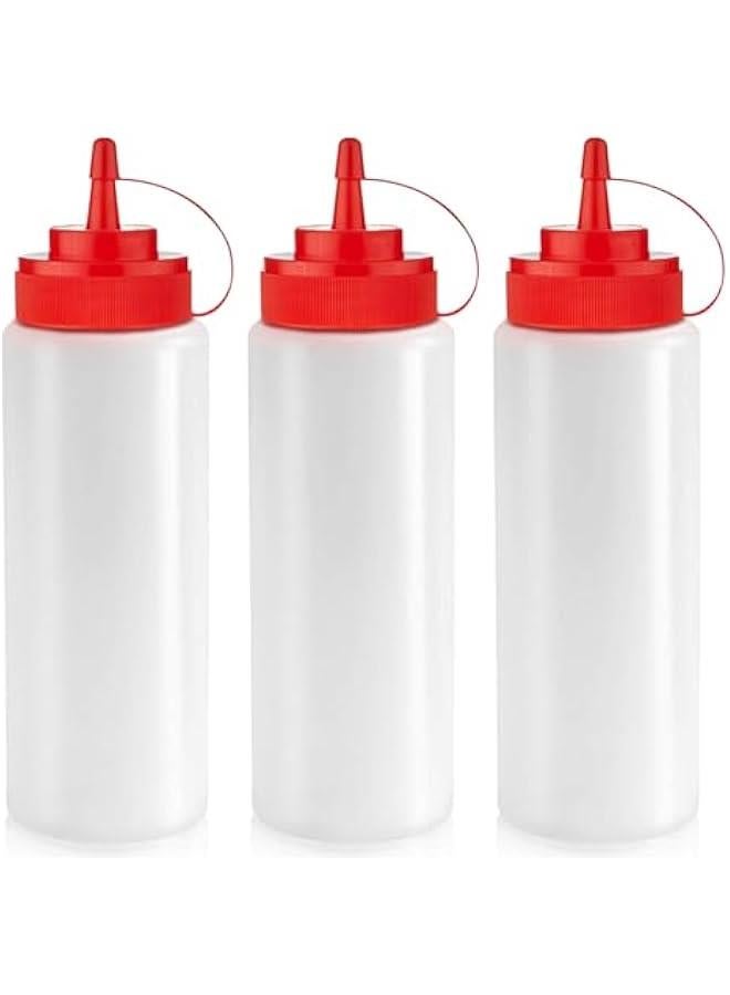 12 oz Condiment Squeeze Bottles for Sauces - Leak Proof Oil, Syrup, Dressing Squirt Bottles - 3 Pack - Image 1