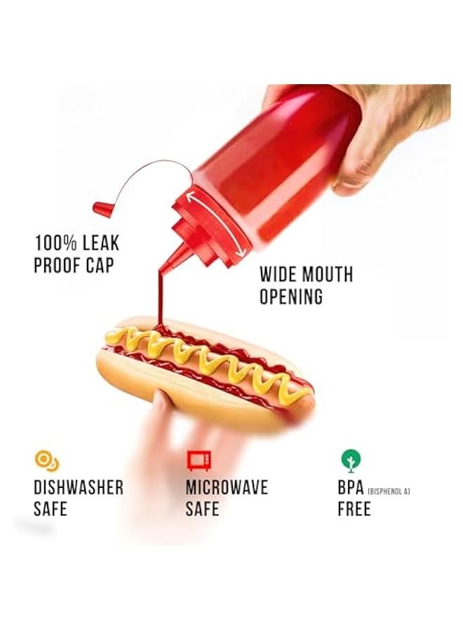 12 oz Condiment Squeeze Bottles for Sauces - Leak Proof Oil, Syrup, Dressing Squirt Bottles - 3 Pack - Image 2