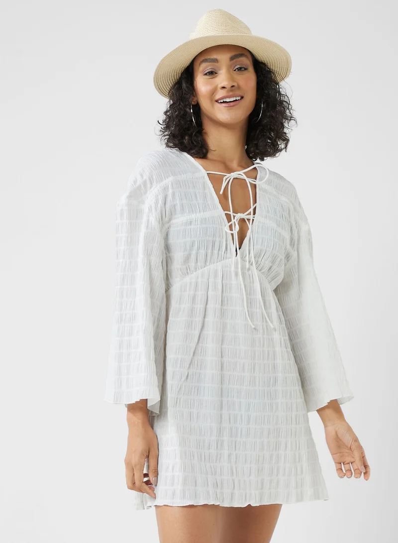 TOPSHOP V-Neck Tiered Tie Detail Top
