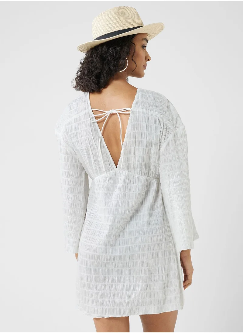 TOPSHOP V-Neck Tiered Tie Detail Top