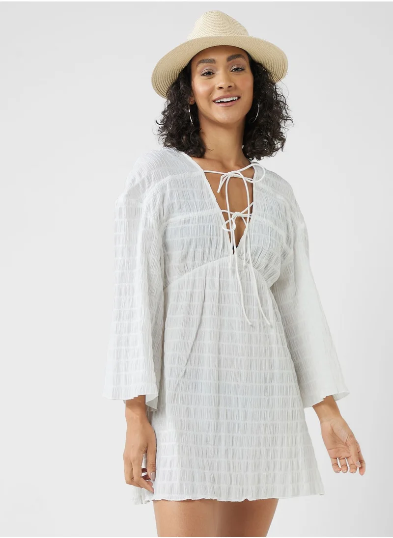 TOPSHOP V-Neck Tiered Tie Detail Top