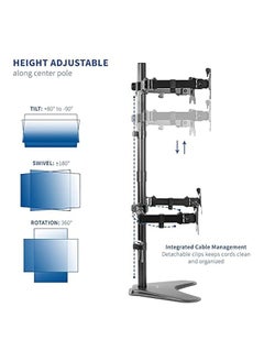 erorex Heavy Duty Four Monitor Stand| 13-32" Support Quad Monitor Mount| 32 KG Total Weight Capacity| Freestanding 4 Monitor Arm| Height Adjustable Quad Monitor Stand for Desk  - Image 2