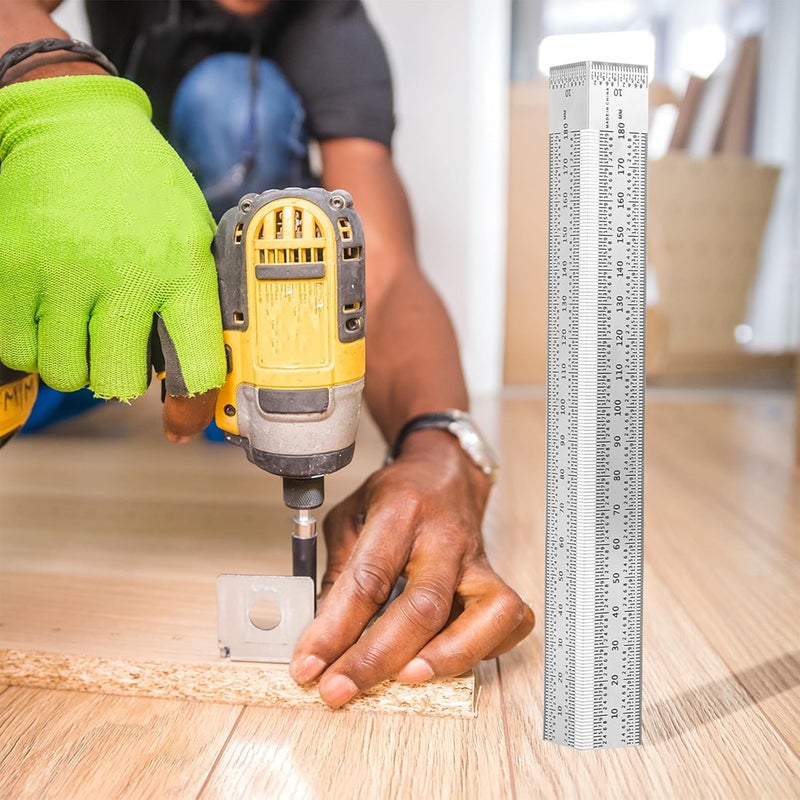 TIDTALEO Multifunctional Stainless Steel Metal T Ruler 180mm Precision Carpentry Marking Woodworking Measuring Tool for Carpenters and DIY Projects - Image 5