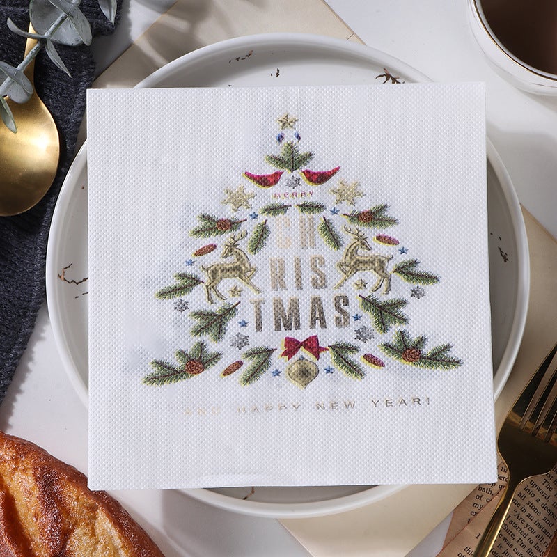 Painted Christmas Spot New Disposable Printed Napkin Facial Tissue Handkerchief Paper Party Tissue - Image 1