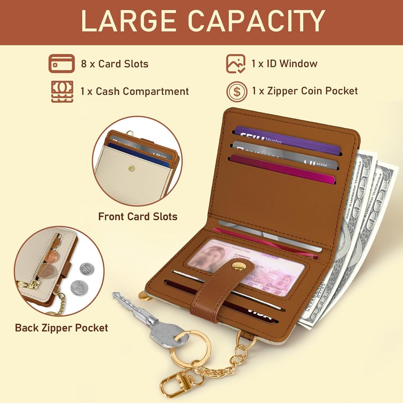 Jogjam Rfid Women Wallet, Small Slim Thin Credit Card Holder, A Beige and Caramel, Small, Modern - Image 4