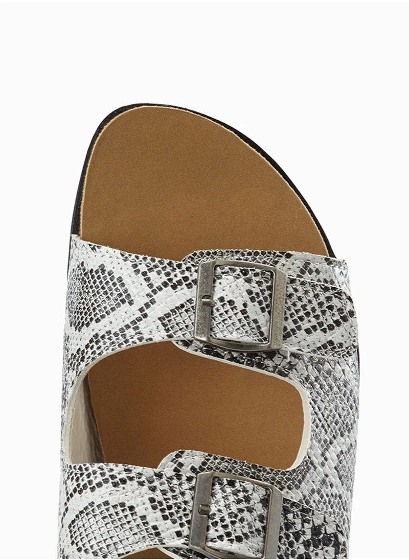Truffle Snake Print Slide Sandals