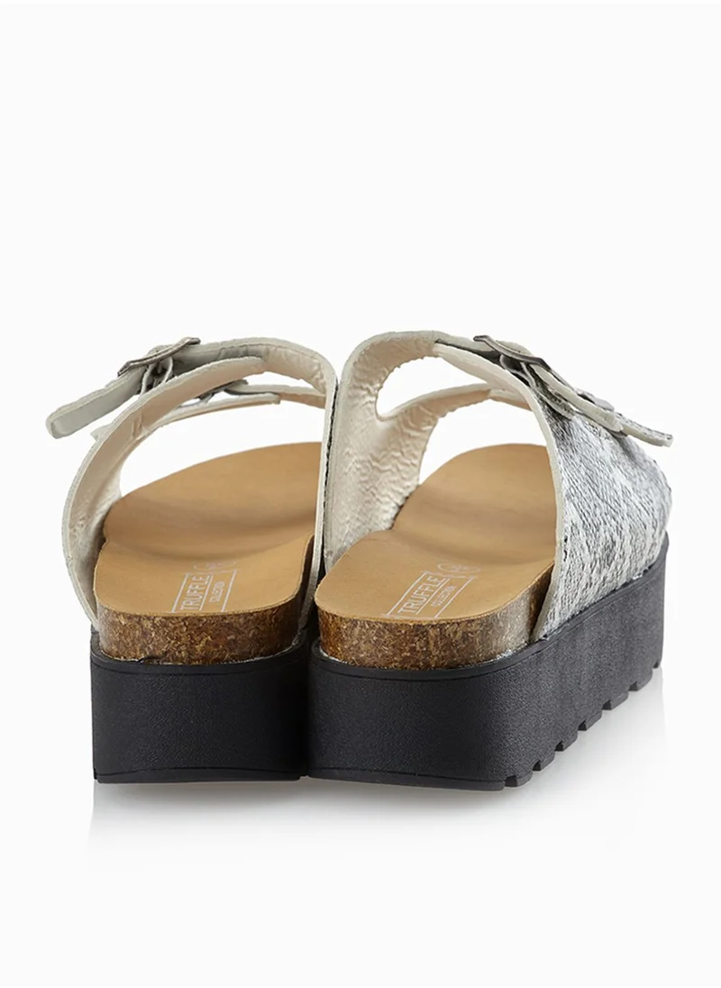 Truffle Snake Print Slide Sandals