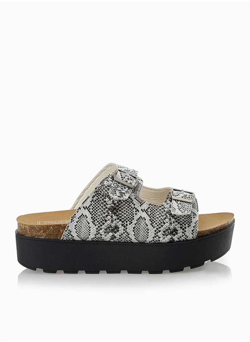 Truffle Snake Print Slide Sandals