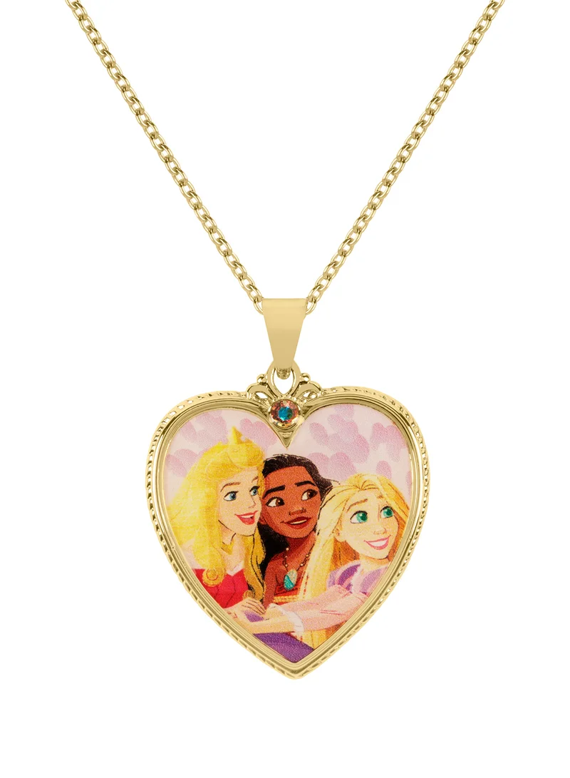Disney Princess Pink Gold Plated Heart Shaped Picture Pendant CF01154YRCL-Q