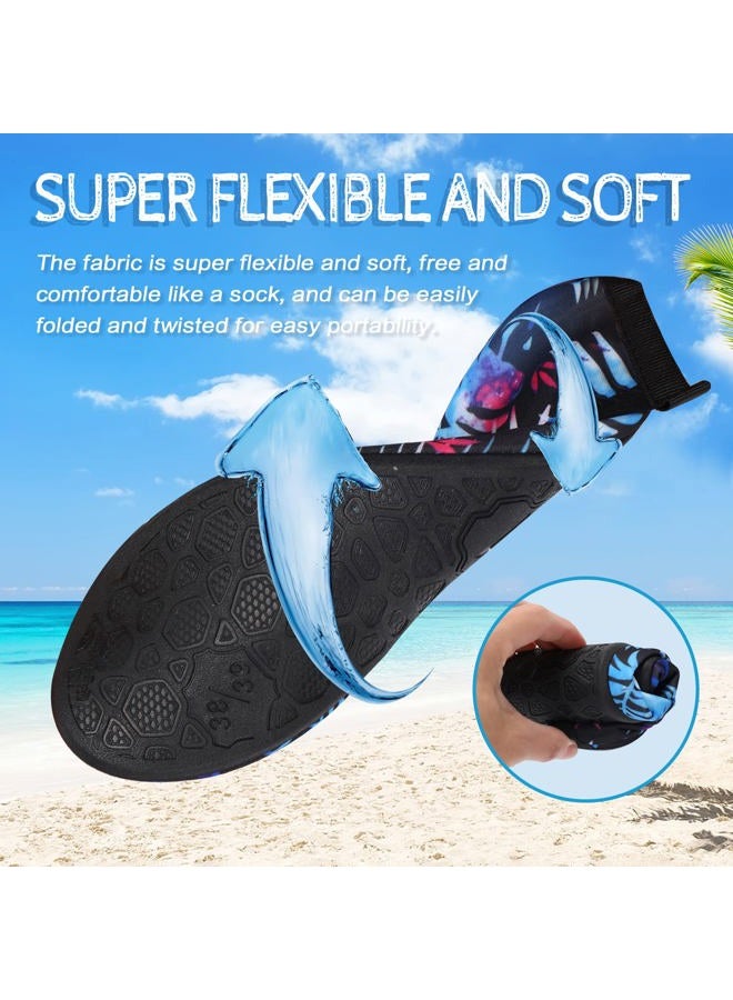 ANLUKE Water Shoes Barefoot Aqua Yoga Socks Quick-Dry Beach Swim Surf Shoes for Women Men, Amblack Green Leaf, 11.5-12 Women/11-12 Men - Image 5