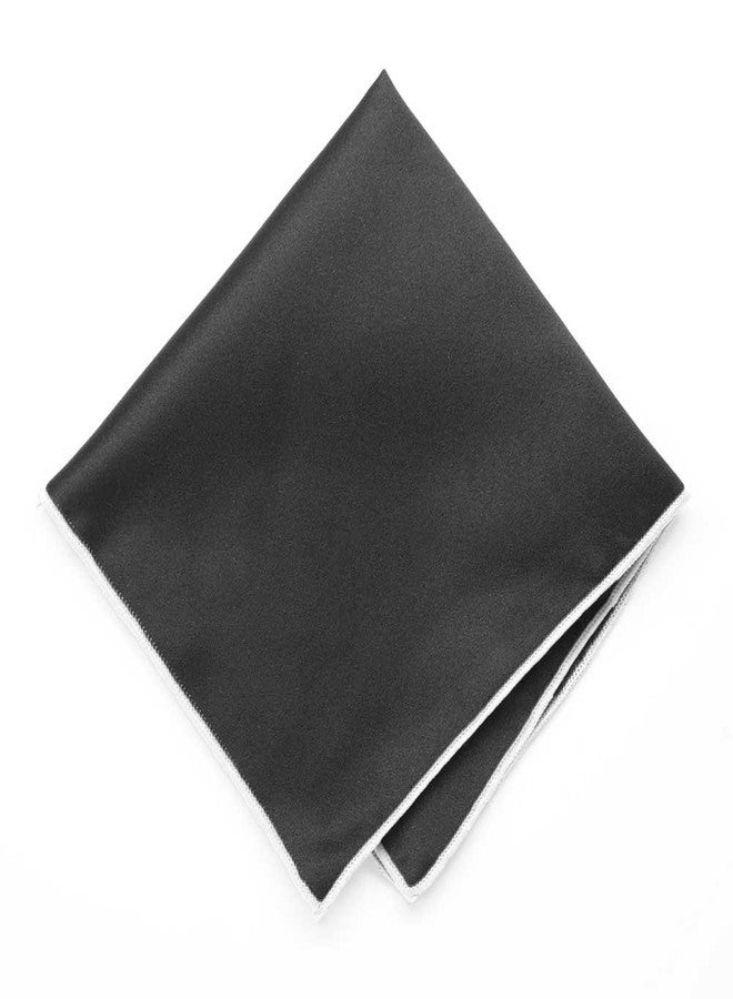 tiemart Tipped Pocket Square (Black and White) - Image 1